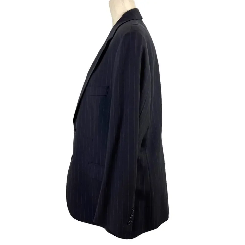 Brooks Brothers Men's Stretch Dark Blue Striped Blazer Jacket Size EU41 Short